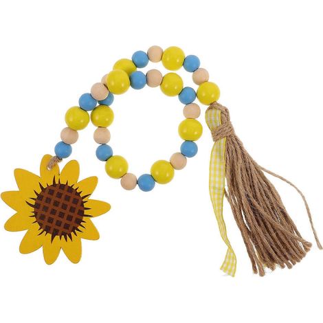 Guirlande de perles en bois avec pompon, motif abeille, lot de 5 (1/5)