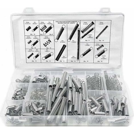 RHG Assortiment de Ressorts de Compression et de Rallonge, Ressort en Acier en métal Assortiment Matériel Kit, Assortisde Ressorts avec boîte de rangement,Tension Pression Ressorts, 200 Pcs/boîte