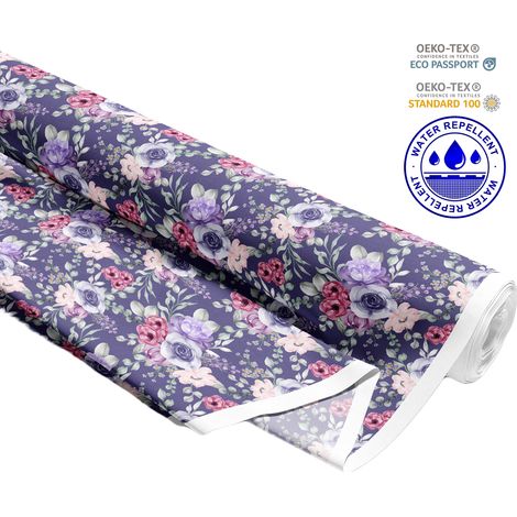 TESSUTI DECORATIVI PER ESTERNI OXFORD - Motivo bouquet pastello su viola I DR273 (1/5)