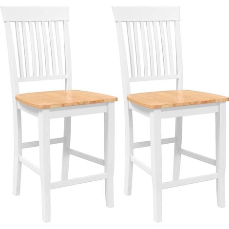 Maison Exclusive - Barhocker 2 Stk. Weiß Massivholz Gummibaum
