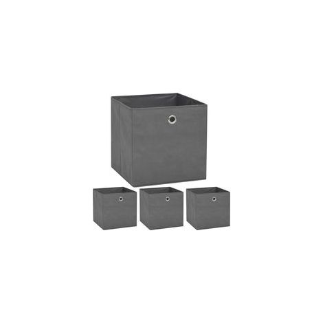 Aufbewahrungsboxen, 4er-Set, aus Vliesstoff, 32 x 32 x 32 cm, grau - Crezuo
