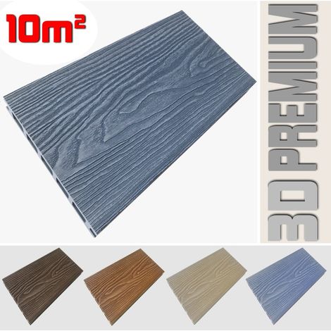 Listone WPC 3D 10m² per pavimentazione decking colore Smoky Grey effetto legno listone 146x2200mm spessore 25mm (1/5)
