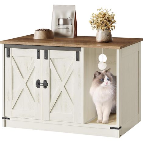 Maison de toilette pour chat – Meuble à litière caché avec cloche – Conception de couloirs séparés – Facile à nettoyer