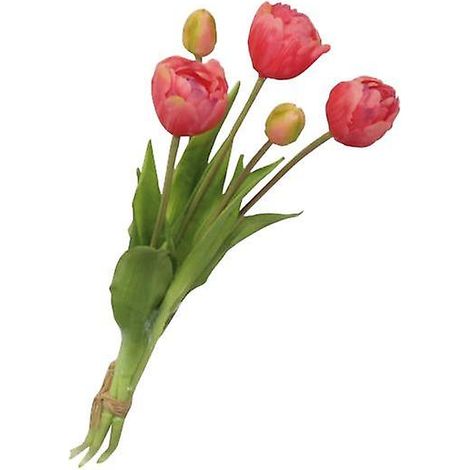 bouquet de tulipes artificielles en PVC, couleurs vives, décoration pour la maisonrose rouge (1/5)