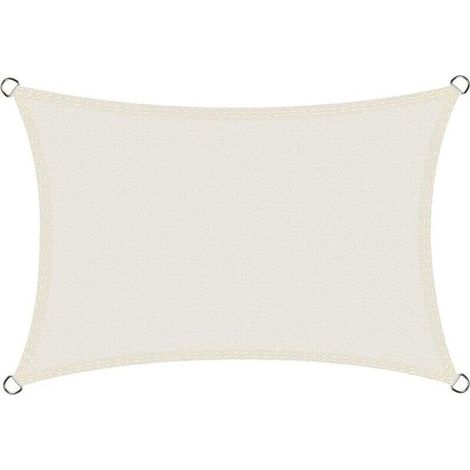 Voile d'ombrage rectangulaire imperméable 3x4m, toile d'ombrage PES résistante à l'eau, protection durable contre les rayons UV à 98% pour terrasse extérieure, blanc cassé 3x4