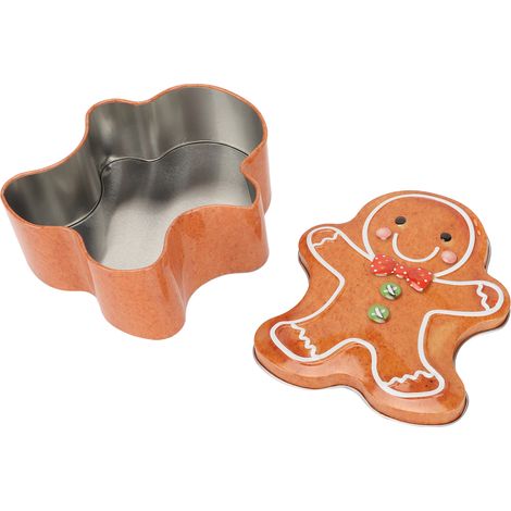 Boîte en fer blanc forme homme élégante pour bonbons de Noël, boîte de rangement en métal avec couvercle, cadeau festif. (1/5)