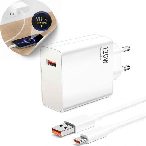 Cargador rápido USB de 120 W para Xiaomi 14T Pro / 13T Pro / 11T Pro, cargador turbo con cable USB-C de 6 A para Redmi Note 13 Pro+ 12 Pro+ 11 Pro+ 5G (1/4)