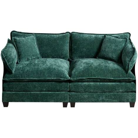 Canapé Cloud deux places (accoudoirs non inclus), canapé d'angle moderne, idéal pour le salon, la chambre et l'appartement, coussin d'assise double couche confortable, tissu chenille respirant, vert,  (1/5)