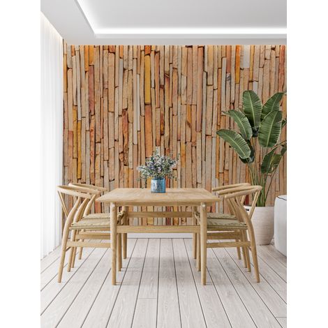 Papier Peint Bois - Mur de Bambous - 150 x 250 cm (1/2)
