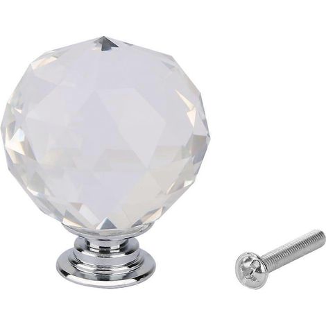 1 Stück 40 mm kugelförmiger Kristallglas-Griff für Schrank, Schublade oder Kommoden (transparent)