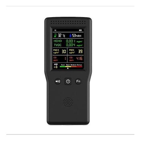 Détecteur de qualité de l'air 9 en 1 avec écran LCD : PM2.5, PM10, HCO3, CO2, température, humidité, qualité de l'air (1/3)