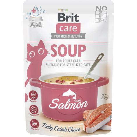 Brit Care Adult Sterilisiertes Lachs-Nassfutter für Katzen, 75 g Beutel