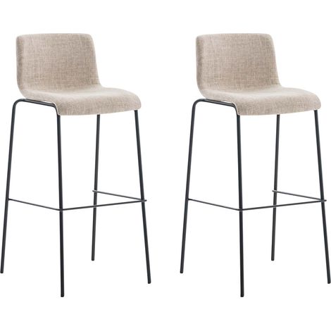 CLP – Lot de 2 tabourets de bar en tissu – Hauteur d'assise 75 cm – Structure métallique – Repose-pieds intégré – Empilables pour gain de place
