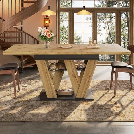 Mesa extensible comedor con almacenaje MDF 119-158,5 cm OKMYHOME (1/5)