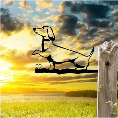 Décor de Jardin extérieur, Statue de Chien de Jardin en métal pôles Silhouette Animale pour la décoration de Jardin (1/4)