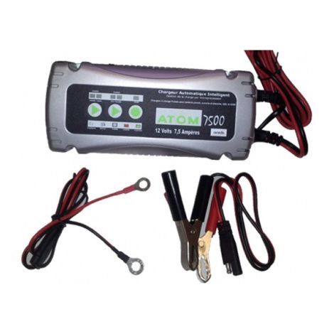 Chargeur Automatique Intelligent ACEDIS Atom 7500 - 12V 7.5A, pour batteries plomb étanche GEL AGM stationnaires (1/2)