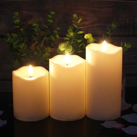 Flameless LED Candles - Warm White Light - Battery Operated Pillars - 8-Key Remote Control with 6-Hour Timer - For Decoration, Weddings, Churches (1/5)