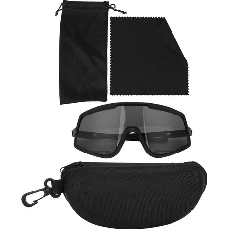 Ortviai Lunettes de vélo extérieur anti-vent pour hommes et femmes – Modèle 9163, cadre noir + verres gris, protection UV et anti-chocs, lunettes de protection (1/5)