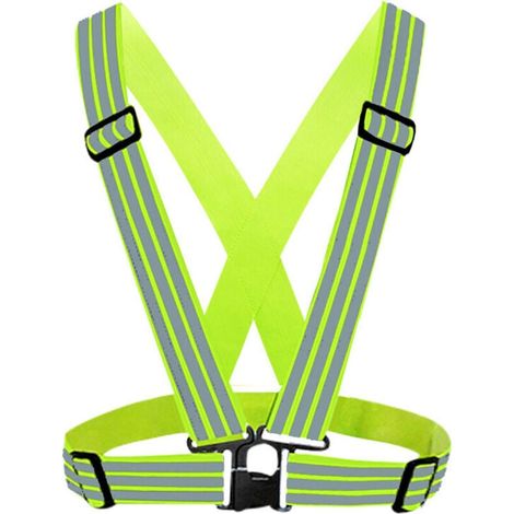 Gilet de sécurité réfléchissant haute visibilité 2 pièces, gilet de sécurité réglable pour la course, le cyclisme et les motos,de (1/4)