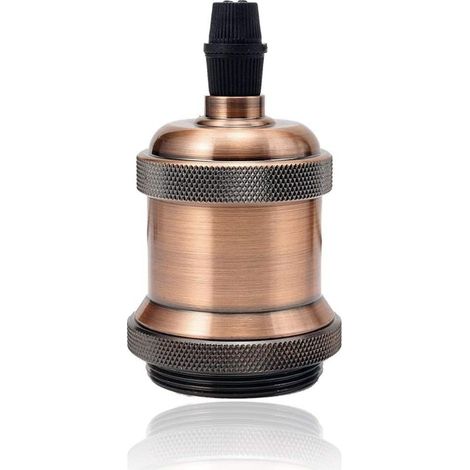 Pieds de lampes Vintage E27 douille de lampe,Edison Rétro suspension lampe,Solide Cuivre Douille pour Plafonds Bricolage Suspension lampe,Rouge Cuivré,1X (1/5)