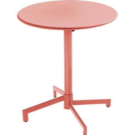 Table de jardin ronde bistrot avec plateau rabattable 70 cm ivoire - Palavas (1/5)