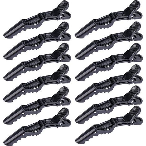 Juego de pinzas para el cabello profesionales (12 piezas) - Pinzas de cocodrilo resistentes para cortar y peinar cabello grueso (1/5)