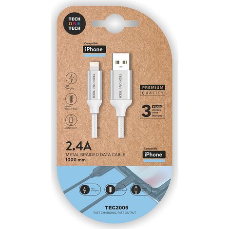 Câble Nylon Lightning 1m Recharge Rapide Apple - Tech One Tech (1/2)