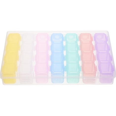Caja de joyería compartimentada, caja para pendientes, plástico transparente, 28 compartimentos, para guardar y organizar joyas, para mujeres y niñas, uso doméstico. (1/5)