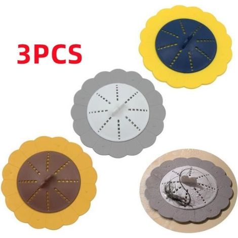 Couvercle de vidange,bouchons d'évier universels en silicone,Tamis d'évacuation de baignoire,Couvercle de Drain de Sol avec (1/4)