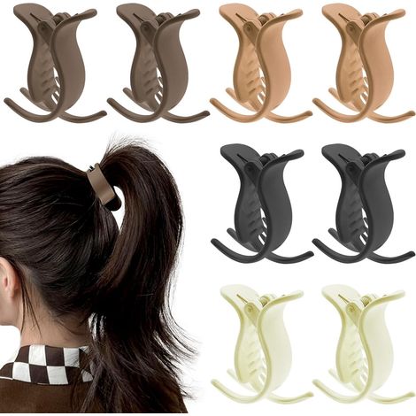 Ensemble de 8 pinces à cheveux mates pour queues de cheval, pinces françaises robustes, pinces requin pour cheveux fins et souples, accessoires pour cheveux femmes. (1/5)