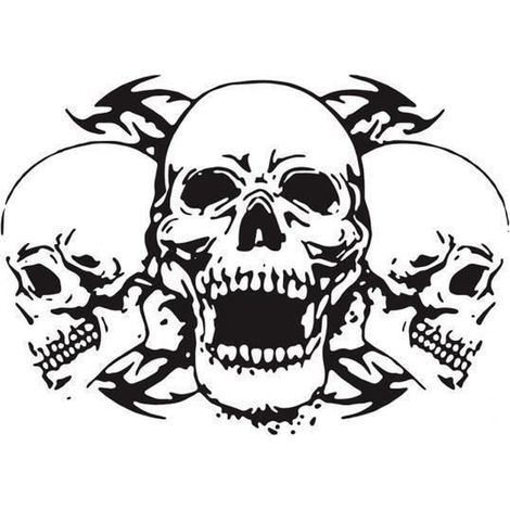 Autocollants graphiques tête de mort pour capot de voiture - COLAXI - Lot de 2 - Noir - 39x60cm