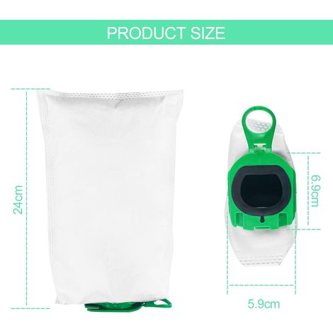 Lot de 10 Sac Aspirateur Compatible avec Vorwerk Kobold VB100 FP100, Sacs de Rechange pour Aspirateurs, Sacs à Poussière de Rechange, Sacs d'Aspirateur pour Vorwerk Kobold Aspirateur (1/5)