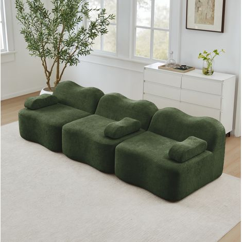Modulares Sofa mit Samtbezug fuer Wohnzimmer Gruen OKMYHOME (1/5)