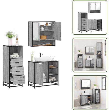 vidaXL Ensemble de meubles de salle de bain 3 pcs Sonoma gris
