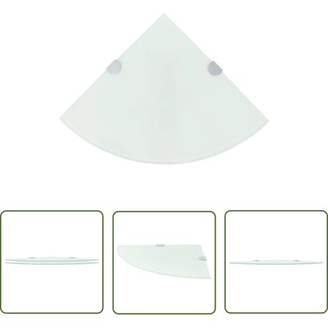 Lot de 2 Étagères d'angle flottantes,Étagères de Rangement Murales et supports chromés Verre Blanc 25x25 cm - DH69182 (1/5)