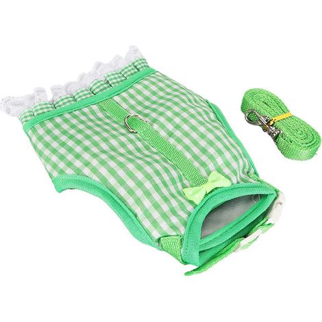 Harnais pour lapin avec laisse et ourlet en dentelle, mignon et respirant, fermeture velcro, idéal pour chinchilla (1/3)