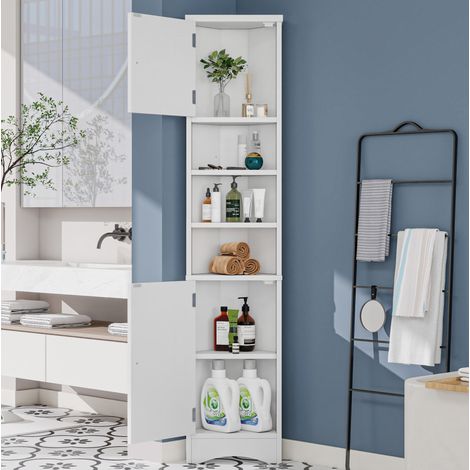 Mueble baño esquina con almacenamiento blanco OKMYHOME (1/5)
