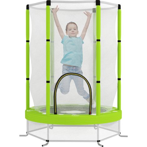 Tappeto Elastico per Bambini 3-6 Anni Ø140x190 cm con Rete di Sicurezza Verde (1/5)