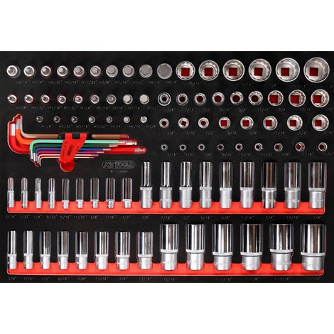 KS Tools 1/4 + 3/8 + 1/2 Steckschlüssel-Satz in Schaumstoffeinlage, 99-tlg., Zoll
