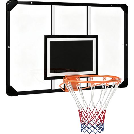 SPORTNOW Canestro Basket Esterno a Parete 113x73 cm, Rete e Cerchio Ø45 cm, Nero (1/5)
