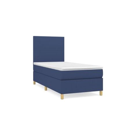 Sommier à lattes de lit avec matelas Bleu 90x200 Tissu (1/5)