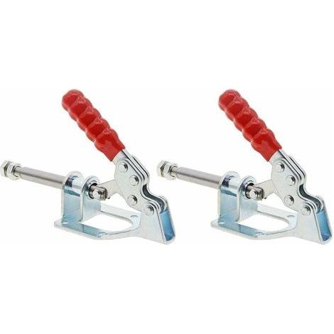 2 pièces pince à genouillère de 32 mm, fer galvanisé, dégagement rapide, loquet de maintien action pousser-tirer 136 kg force de maintien capacité de maintien du piston course de type (1/3)