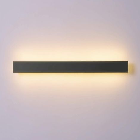 Applique murale en métal noir avec abat-jour en acrylique blanc, applique murale de chevet linéaire pour chambre à coucher, applique murale moderne à LED 3 modes de couleur, bande de fond décoration m (1/5)