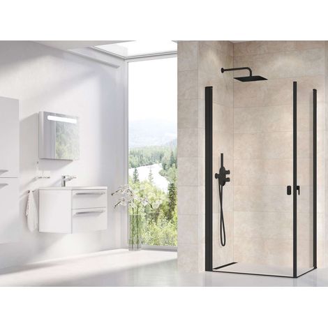 Ravak Chrome - Puerta de ducha CRV1-100, 100x195 cm, negro/vidrio transparente 1QVA0301Z1 (1/5)
