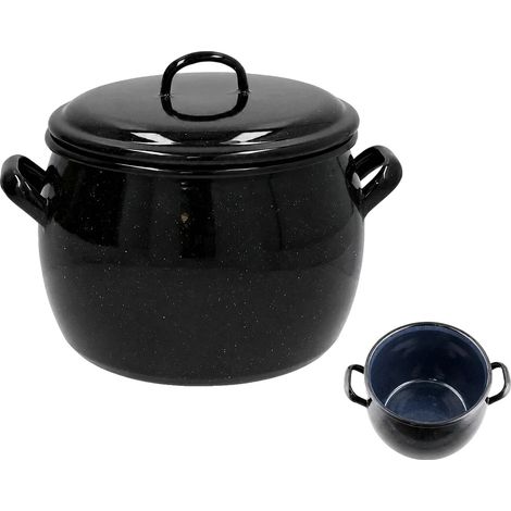 Cacerola honda de acero esmaltado, apta para todo tipo de cocinas, color negro. (1/2)