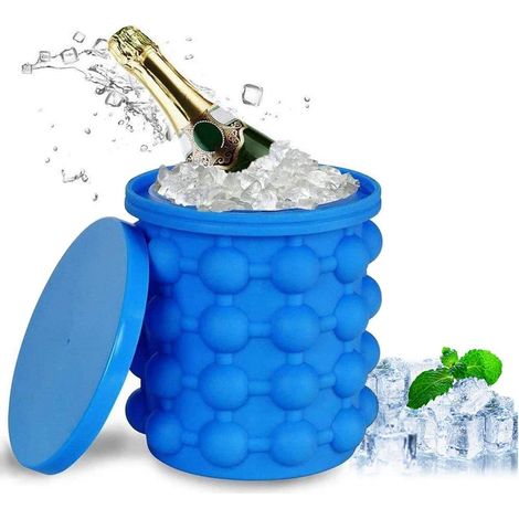 1 Moule à glaçons, Seau à glace en silicone, Design 2 compartiments, Capacité 120 cubes, Pour whisky et cocktails (1/5)
