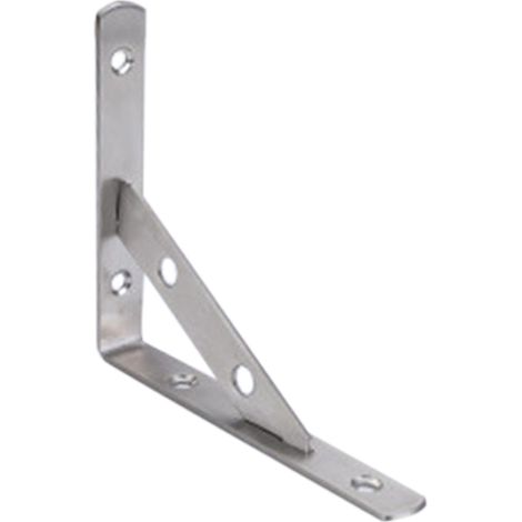 Équerre triangulaire en acier inoxydable renforcé, support mural fixe amovible à angle droit, épaisseur 3 mm, dimensions 150 mm (6 pouces) avec 6 vis d’expansion fer 6x40. (1/5)