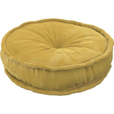 Pouf coussin rond Sweet Drop en velours - Olive Verte (1/2)