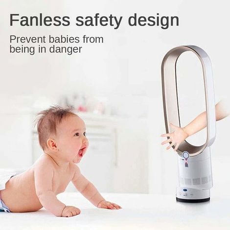 Ventilateur électrique sans pales Air frais 16 pouces ventilateur de tour de sécurité pour enfants refroidisseur d'air de bureau à domicile avec ventilateur télécommandé prise ue or