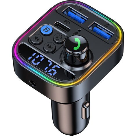 Neuer T18 Auto-MP3-Player, multifunktionaler Bluetooth-Empfänger, USB-Stick, verlustfreie Musikwiedergabe, FM-Transmitter – Schwarz (1/4)